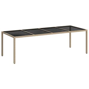 Zahradní stůl béžový 250 x 100 x 75 cm tvrzené sklo a polyratan - obrázek 2