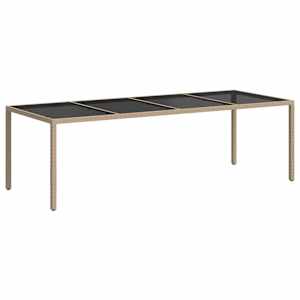 Zahradní stůl béžový 250 x 100 x 75 cm tvrzené sklo a polyratan - obrázek 5