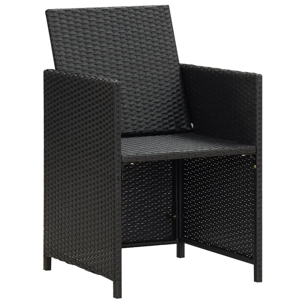  Záhradné stoličky 4 ks, polyratan, čierne
