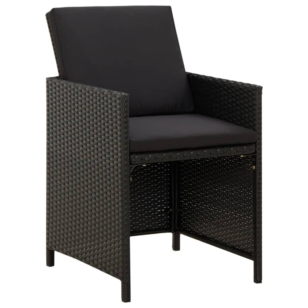 vidaXL Tuinstoelen 4 st met kussens poly rattan zwart afbeelding