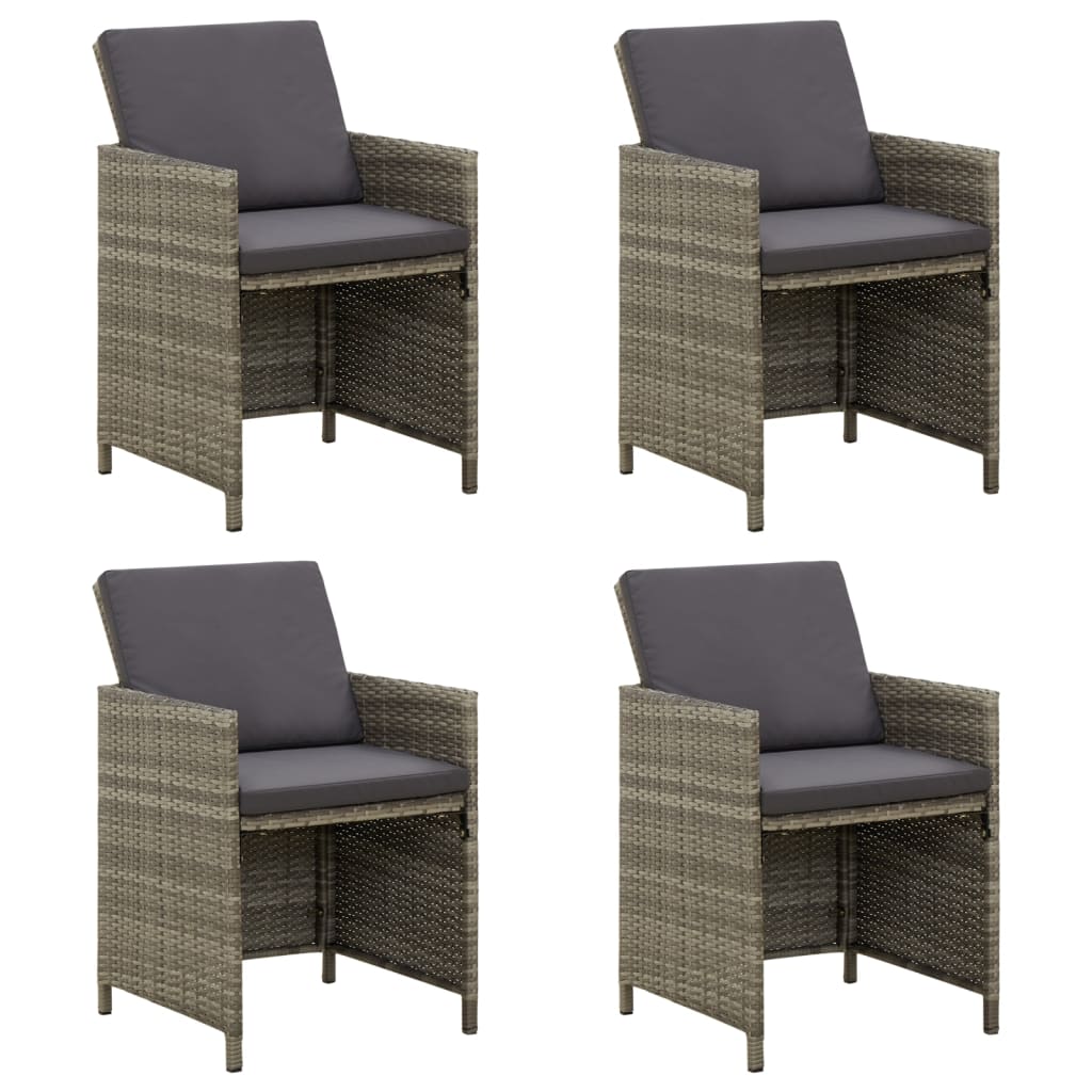 

vidaXL Patio Chairs with Cushions 4 pcs Poly Rattan Gray