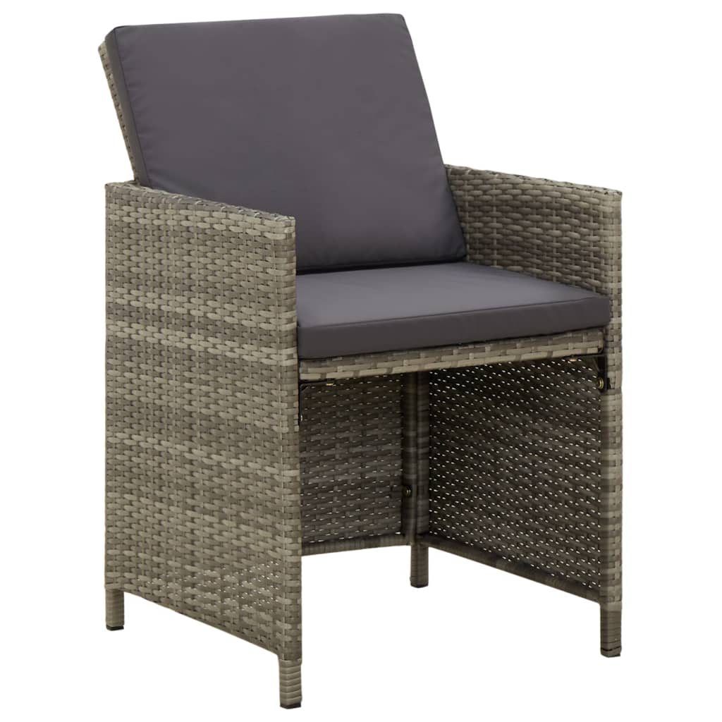 vidaXL Tuinstoelen 4 st met kussens poly rattan grijs afbeelding