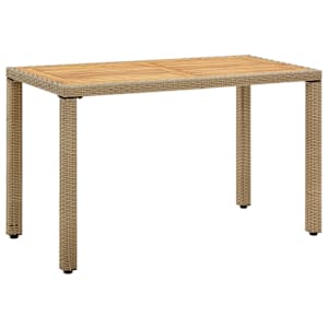 Zahradní stůl béžový 123x60x74 cm polyratan a masivní akácie - obrázek 1