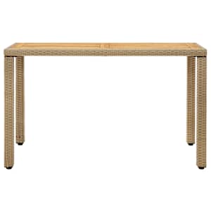 Zahradní stůl béžový 123x60x74 cm polyratan a masivní akácie - obrázek 2