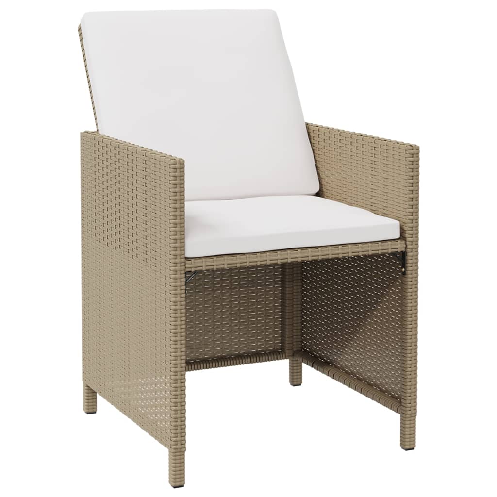 Thumbnail - vidaXL Garten-Essstühle mit Kissen 4 Stk. Beige Poly Rattan