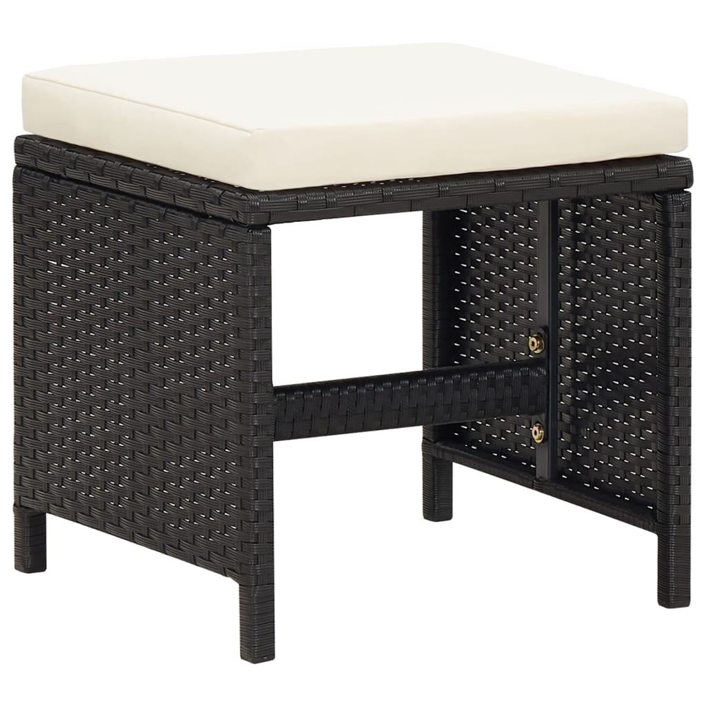 vidaXL Tuinkrukken 4 st met kussens poly rattan zwart afbeelding