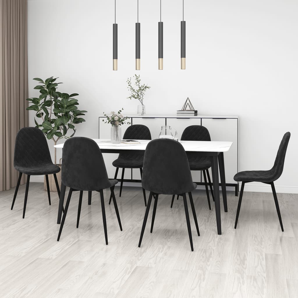 vidaXL Esszimmerstühle 6 Stk. Schwarz Samt
