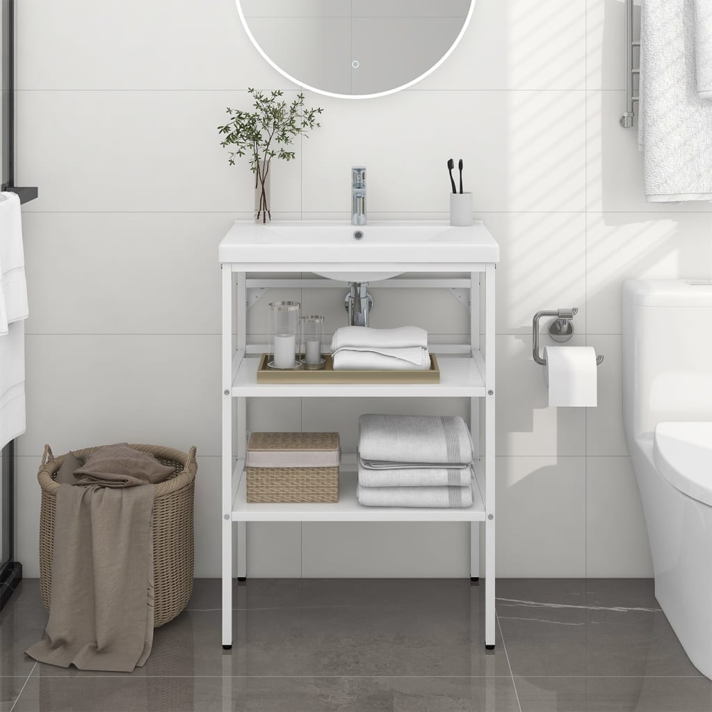 vidaXL badeværelsesmøbel til håndvask 59x38x83 cm jern hvid