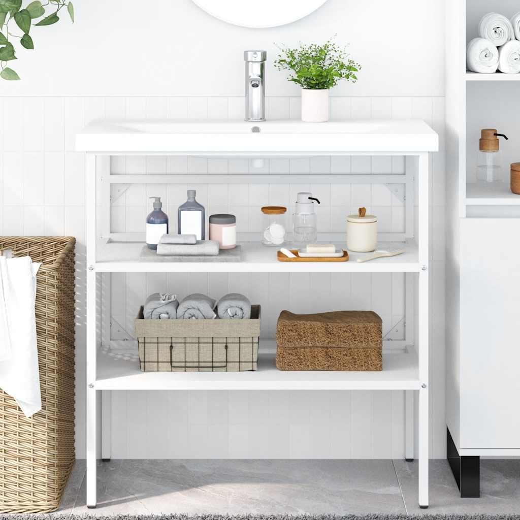 vidaXL Badezimmer Waschtischgestell Weiß 79x38x83 cm Eisen