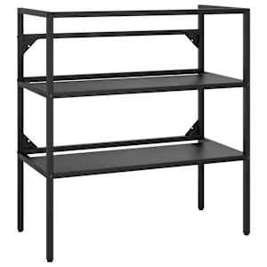 Koupelnový regál pod umyvadlo černý 79 x 38 x 83 cm železo - obrázek 2
