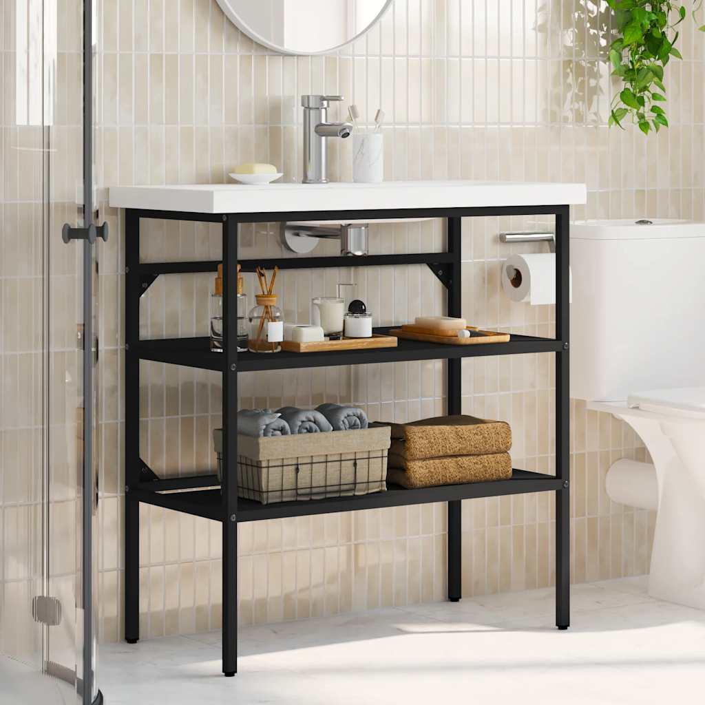 Thumbnail - vidaXL Badezimmer Waschtischgestell Schwarz 79x38x83 cm Eisen