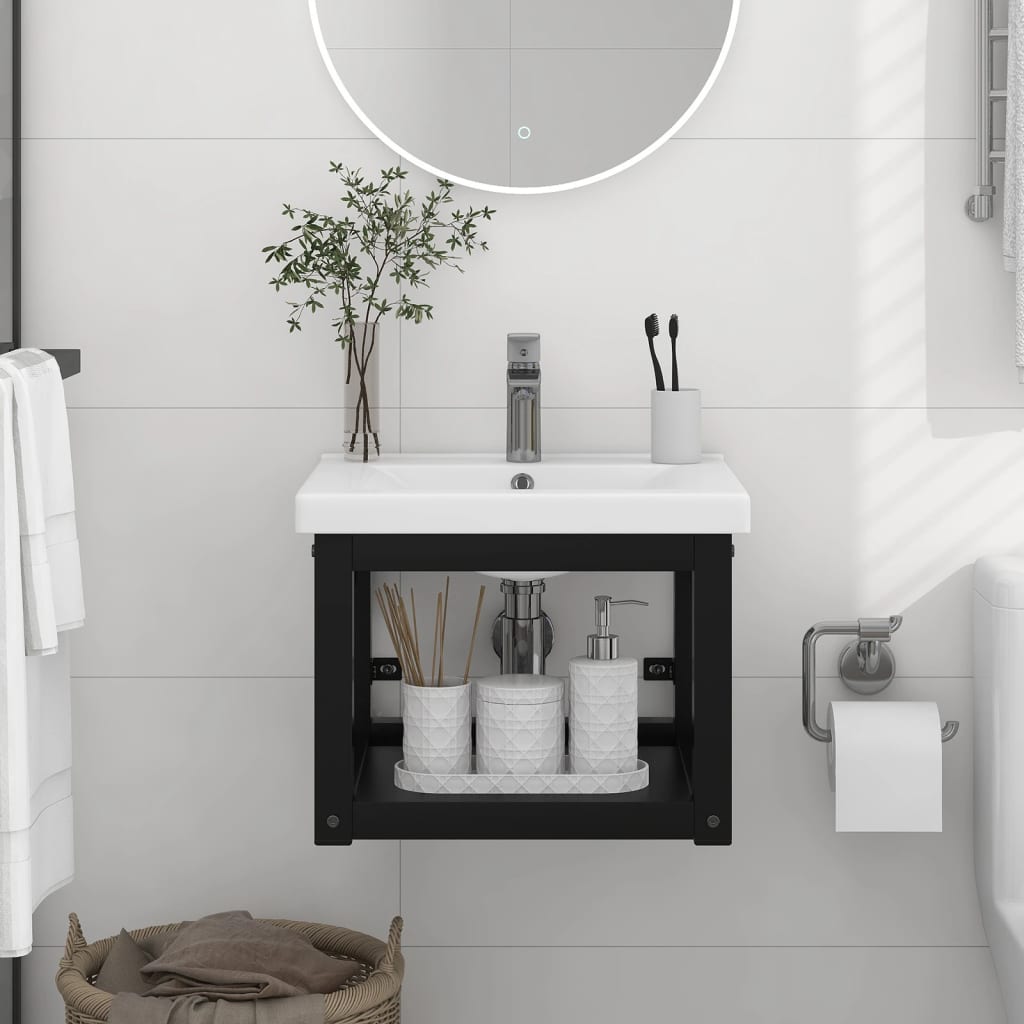 Cadru chiuveta de baie pentru perete alb 59x38x31 cm fier