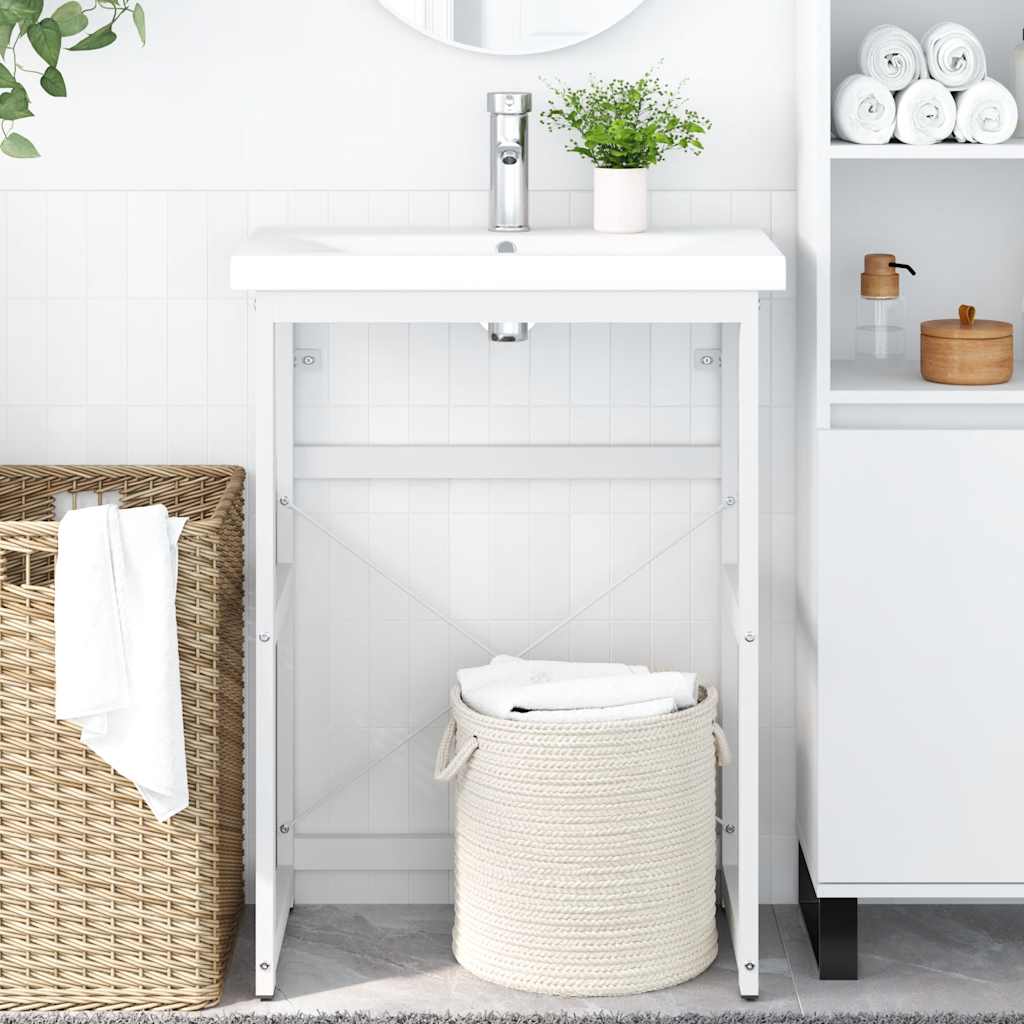 Cadre De Lavabo De Salle De Bain Blanc 59x38x83 Cm Fer VidaXL 10 width=274