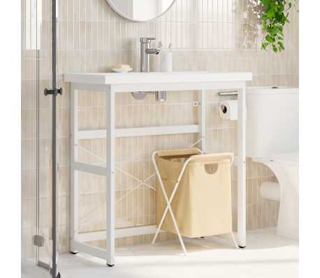 vidaXL Cadre de lavabo de salle de bain Blanc 79x38x83 cm Fer