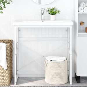 Koupelnový regál pod umyvadlo bílý 79 x 38 x 83 cm železo - obrázek 1