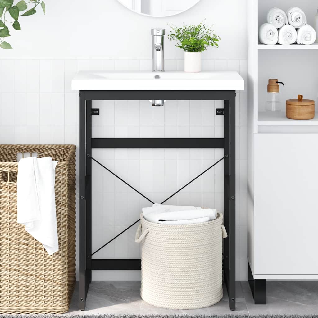 VidaXL Struttura PortaLavabo In Ferro, Bianca, Dimensioni 59x38x83 Cm, Per Bagno