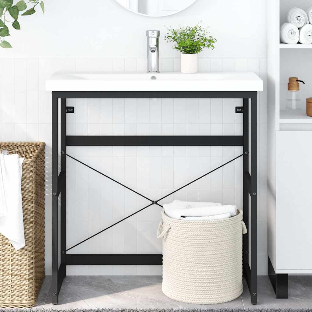 vidaXL Badezimmer Waschtischgestell Schwarz 79x38x83 cm Eisen