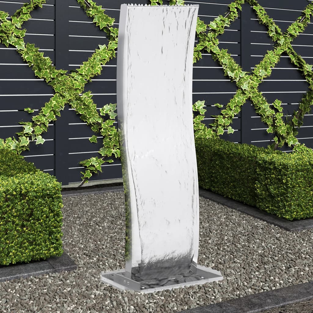 vidaXL Fântână de grădină cu pompă, 108 cm, oțel inoxidabil, curbat vidaXL