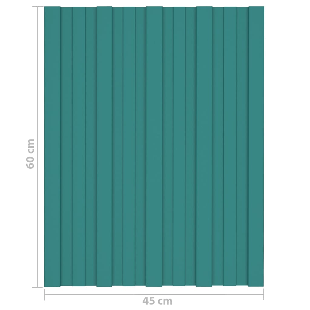 36 db zöld horganyzott acél tetőpanel 60 x 45 cm 