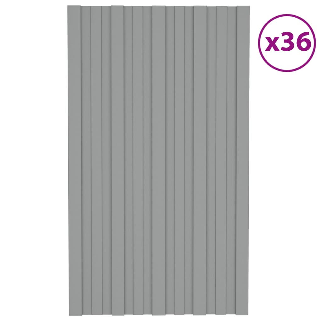 Střešní panely 36 ks pozinkovaná ocel šedé 80 x 45 cm