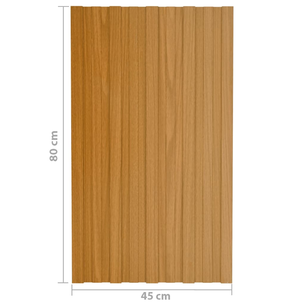 Střešní panely 12 ks pozinkovaná ocel světlé dřevo 80 x 45 cm