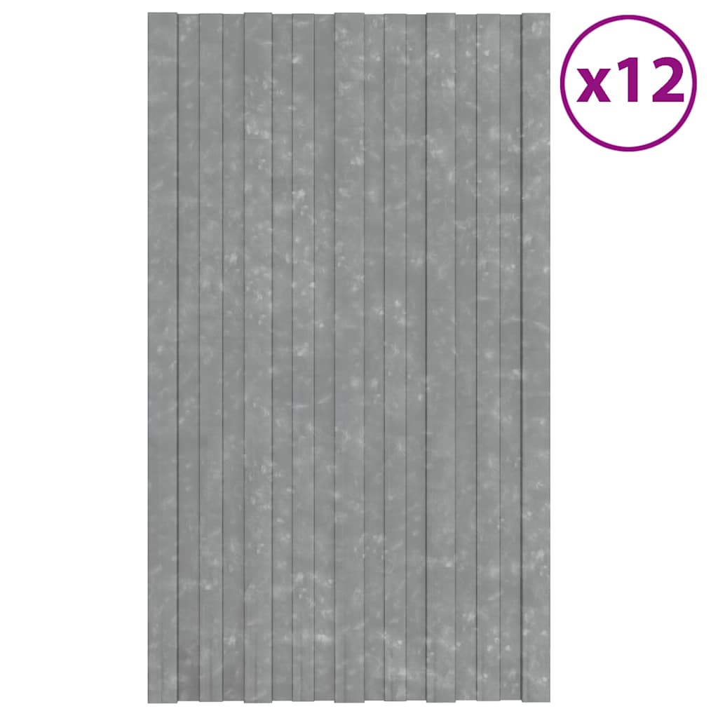 vidaXL Kattopaneeli 12 kpl galvanoitu teräs hopea 80x45 cm