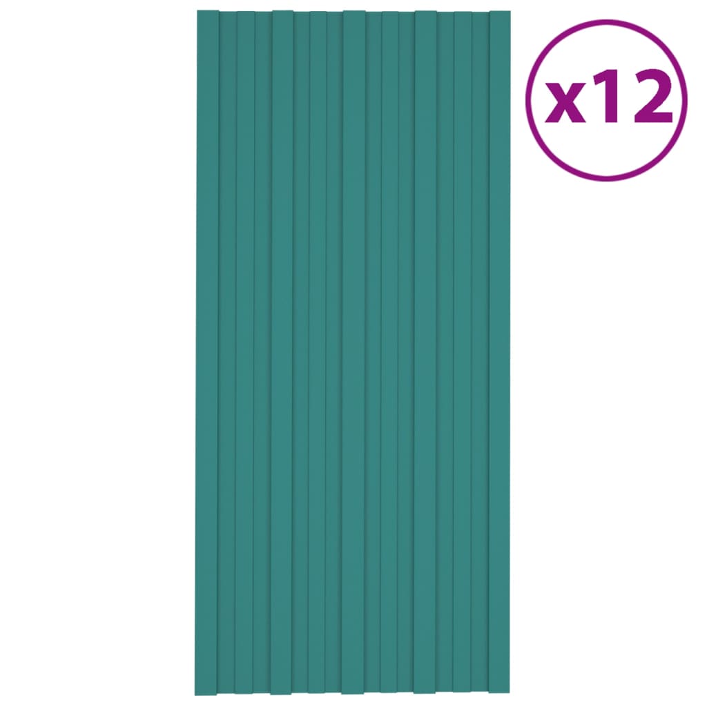 vidaXL Kattopaneeli 12 kpl galvanoitu teräs vihreä 100×45 cm