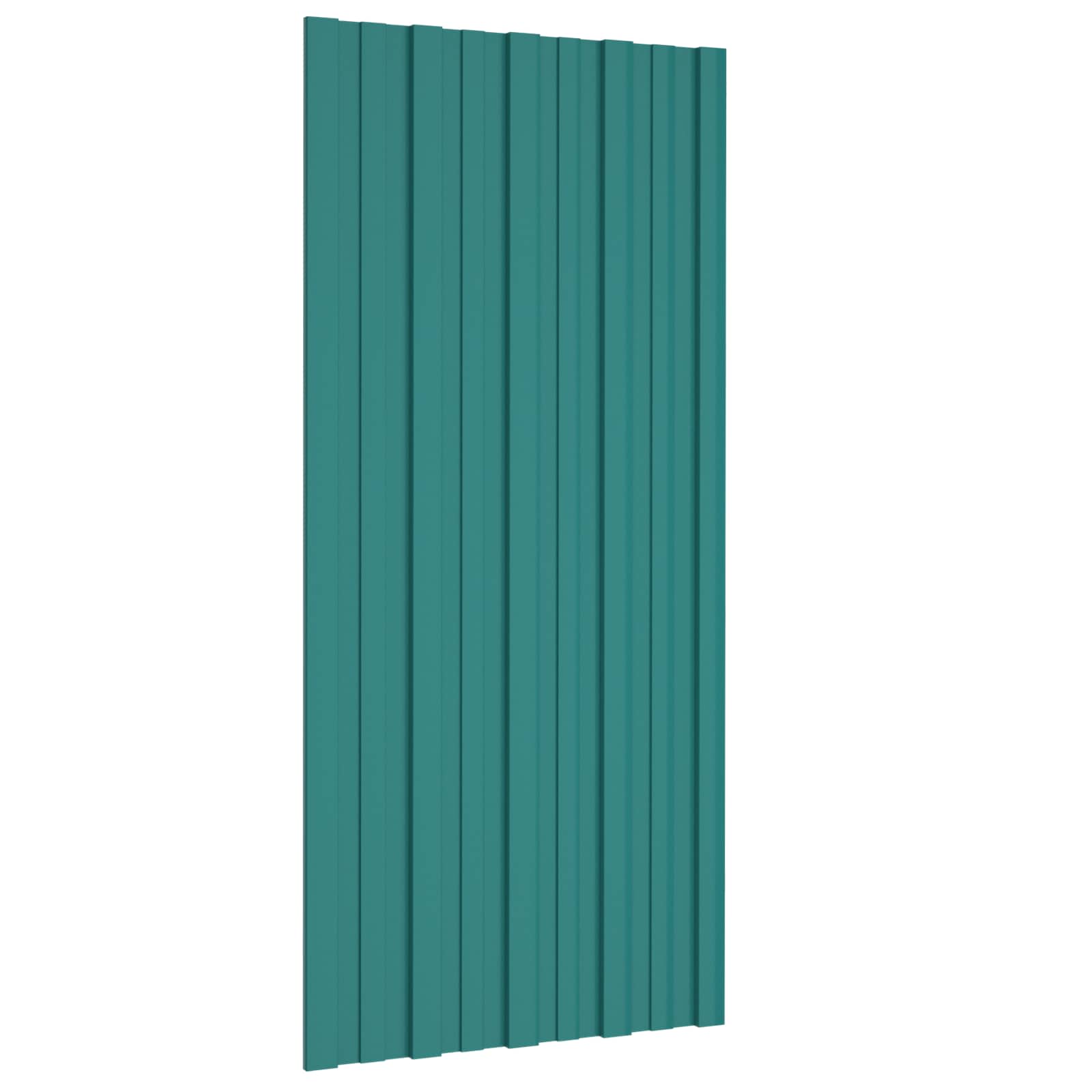vidaXL Panou de acoperiș 12 pcs Verde 100 x 45 cm Oțel galvanizat
