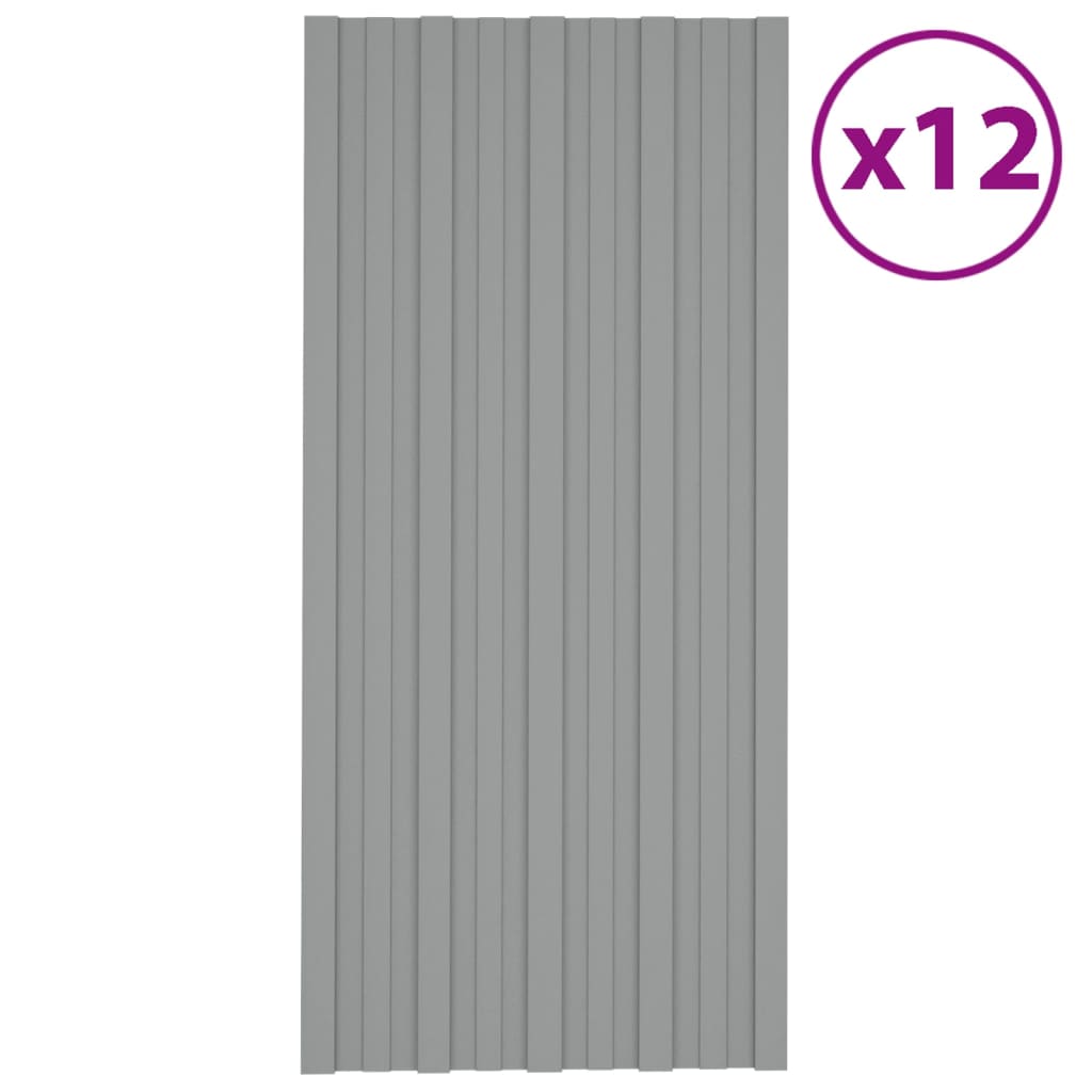 vidaXL Kattopaneeli 12 kpl galvanoitu teräs harmaa 100×45 cm