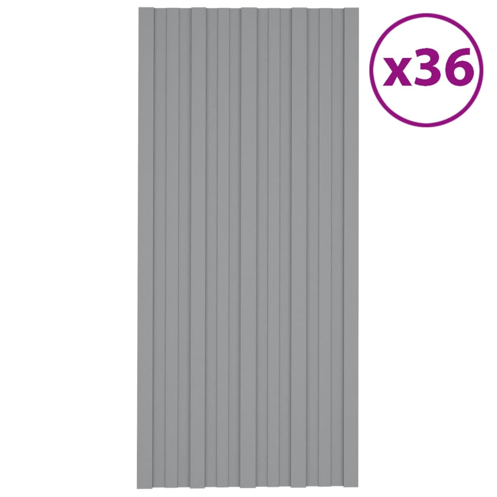 Panneaux de toiture 36 pcs Acier galvanisé Gris 100x45 cm