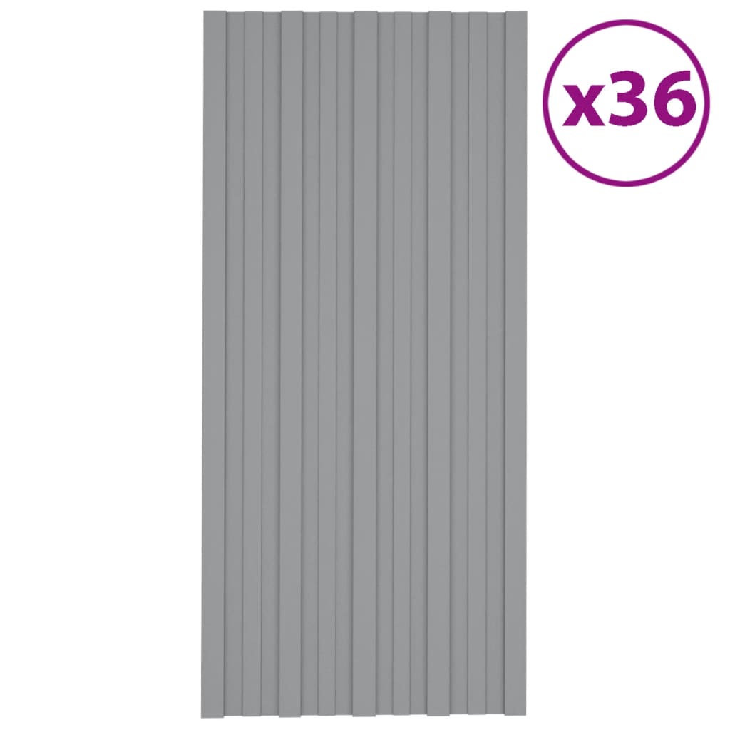 vidaXL Panouri pentru acoperiș 36 buc. gri 100x45 cm oțel galvanizat