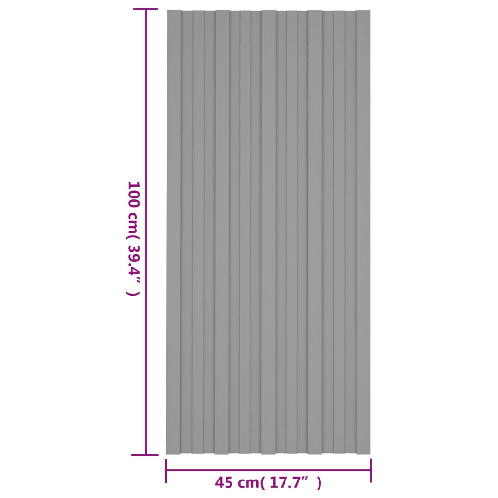  Strešné panely 36 ks pozinkovaná oceľ sivé 100x45 cm