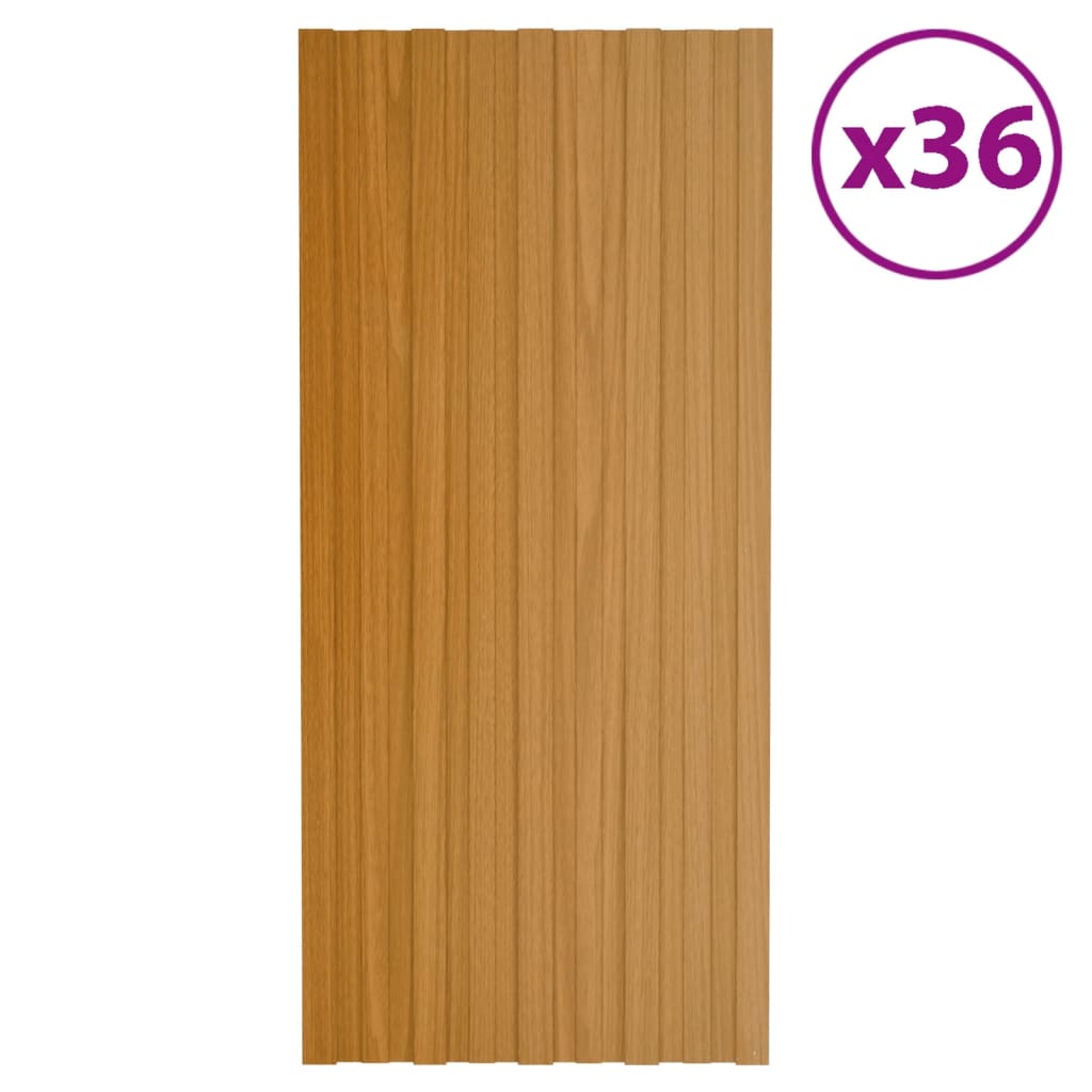 Panneaux de toiture 36 pcs Acier galvanisé Bois clair 100x45 cm