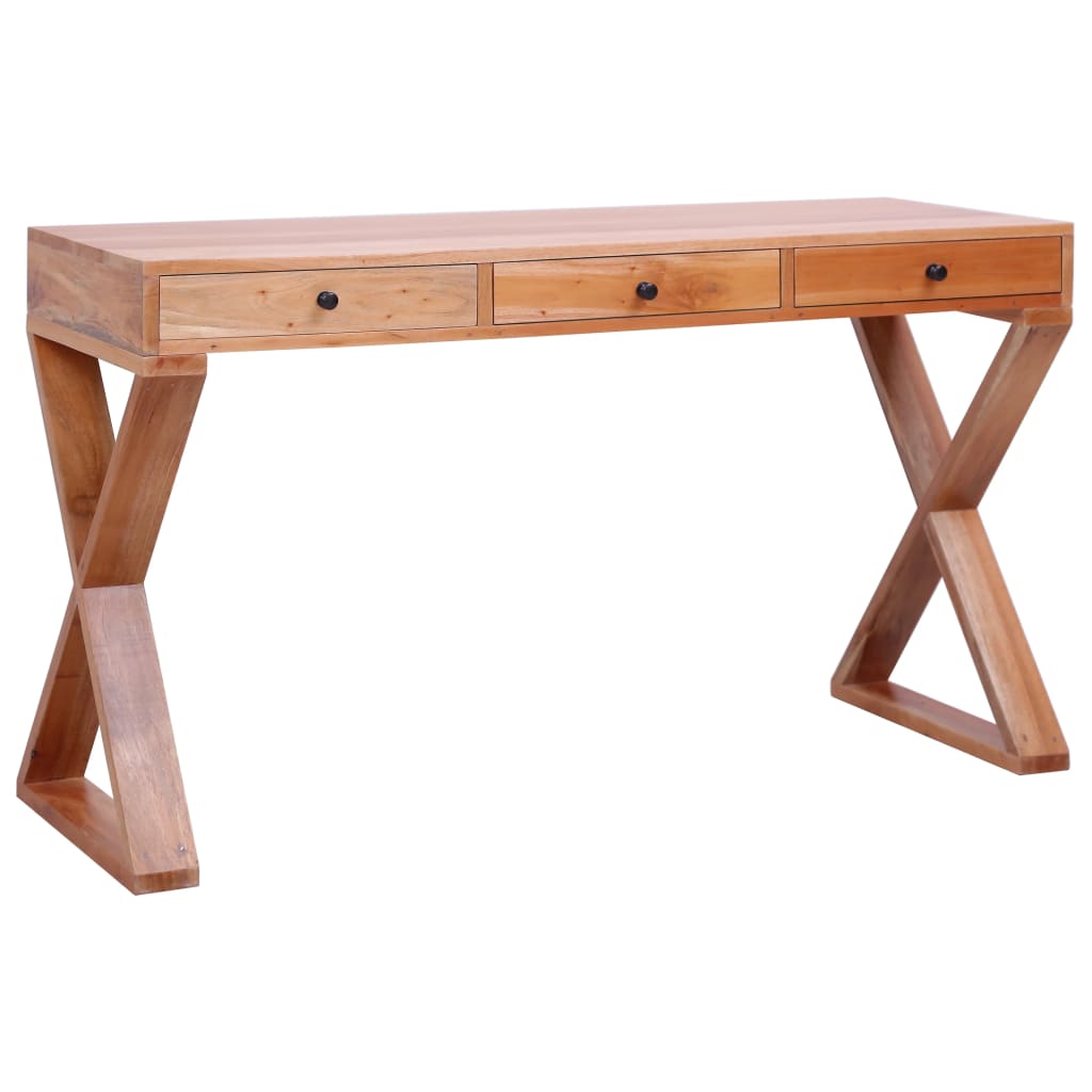 Image of vidaXL Computer Desk Natural 115x47x77 cm Solid Mahogany Wood