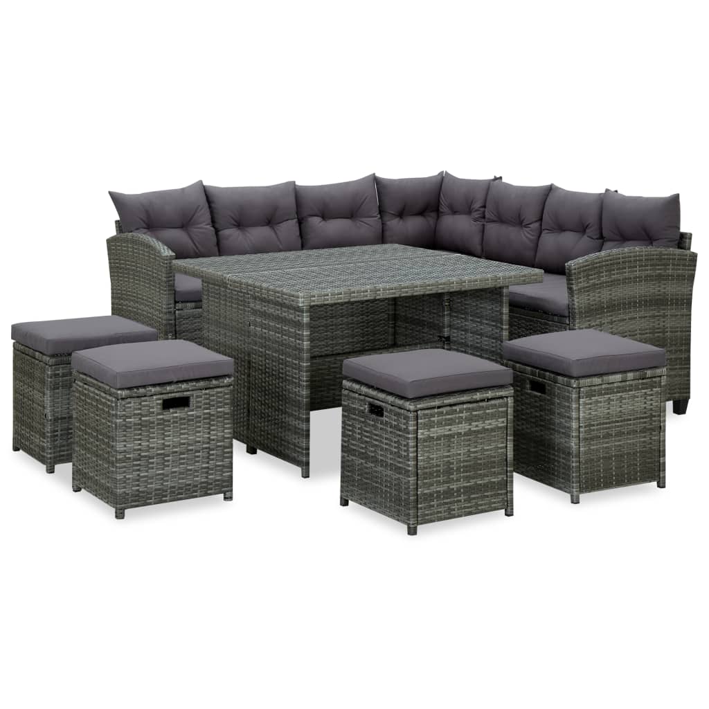 

vidaXL 6 Piece Patio Lounge Set with Cushions Poly Rattan Gray