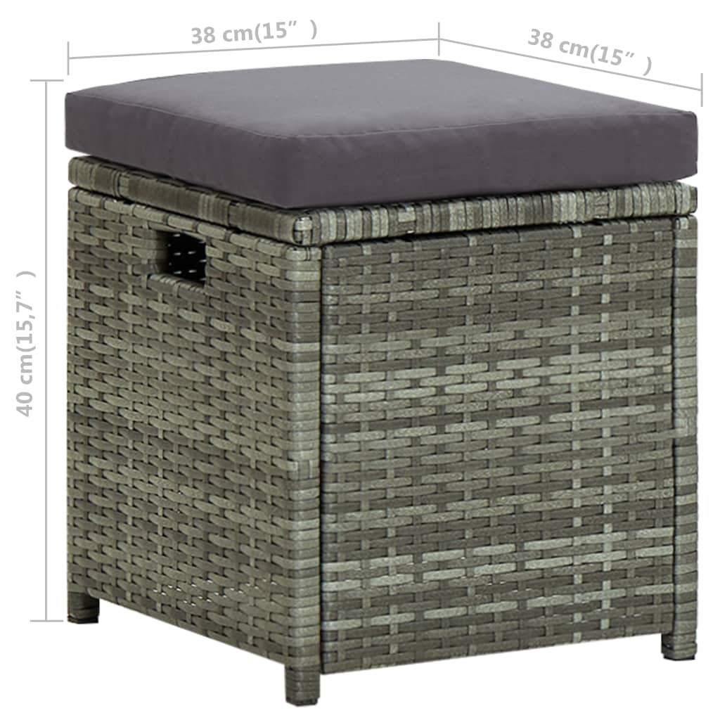 6-részes szürke polyrattan kerti ülőgarnitúra párnákkal