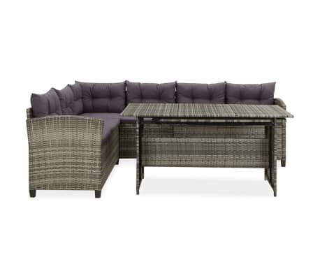 Set Bar Da Giardino VidaXL 3 Pz - Polyrattan Grigio, Con Cuscini - Tavolo E 2 Sgabelli