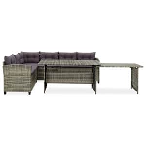 2dílná zahradní sedací souprava s poduškami polyratan šedá - obrázek 3