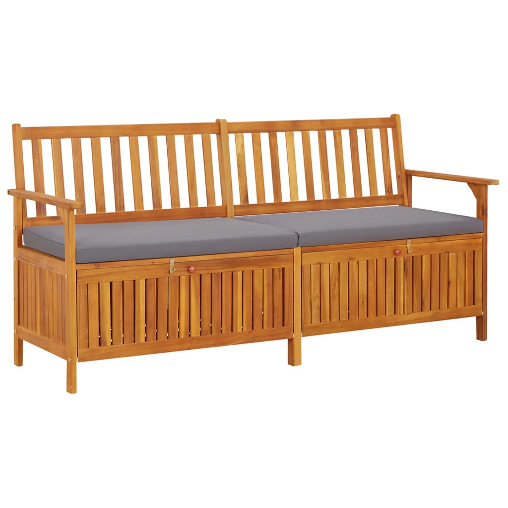 vidaXL Banc de rangement avec coussin 170 cm Bois d'acacia solide