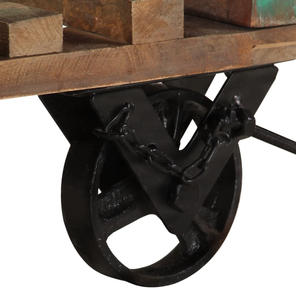 Odkládací stolek s kolečky 40x40x42cm masivní recyklované dřevo