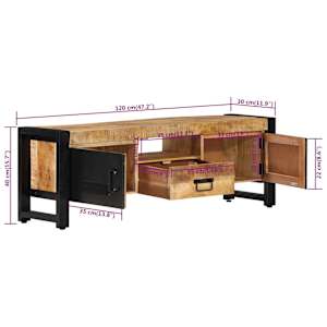 TV skříňka 120 x 30 x 40 cm masivní mangovníkové dřevo - obrázek 9