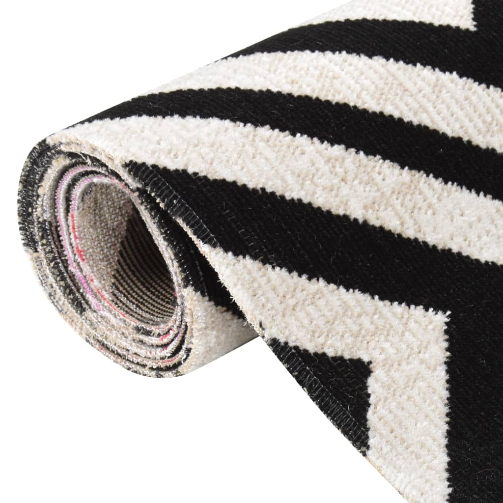 vidaXL Lauko kilimas, juodos/smėlio spalvos, 80x150cm, plokščio pynimo