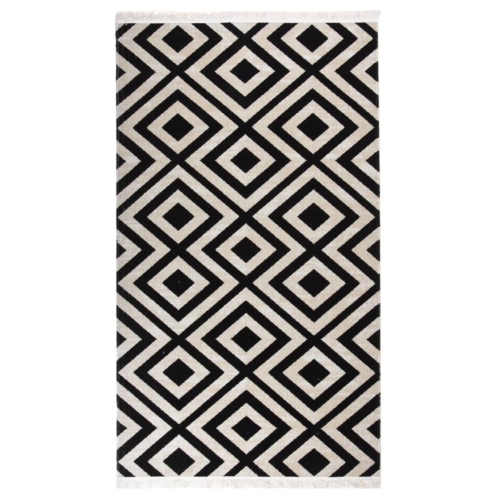 Outdoor-Teppich Flachgewebe 115×170 cm Schwarz und Beige kaufen