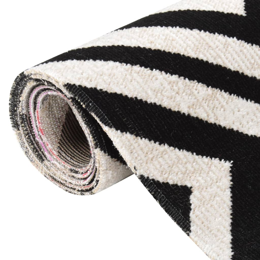 vidaXL Outdoor Rug Flatweave 100x200 cm Black and Beige