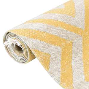 vidaXL Uteteppe flatvevd 80x150 cm gul og beige