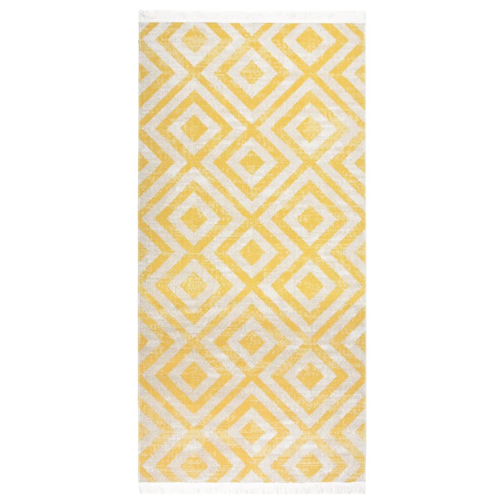 Outdoor-Teppich Flachgewebe 100×200 cm Gelb und Beige kaufen