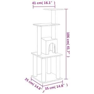 Škrabadlo pro kočky se sisalovými sloupky světle šedé 105 cm - obrázek 6