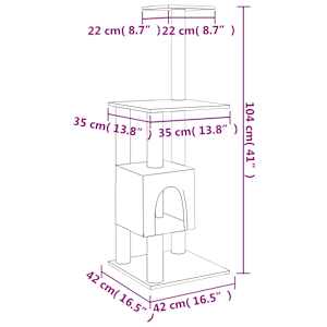 Škrabadlo pro kočky se sisalovými sloupky krémové 104 cm - obrázek 6