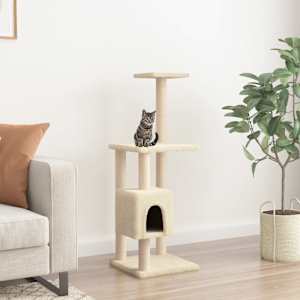 Mačje drevo s praskalniki iz sisala krem 104 cm