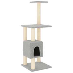 vidaXL kassimaja sisalk&ouml;itega kraapimispuudega, helehall, 104 cm
